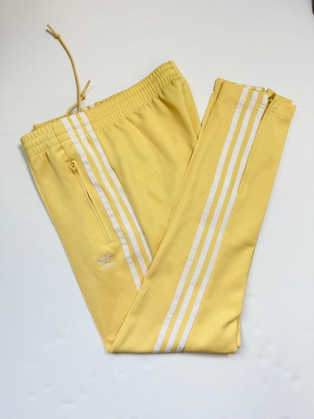 Adidas Originals SST Track Pants Women's M Lemon Yellow 3-Stripes Slim Fit